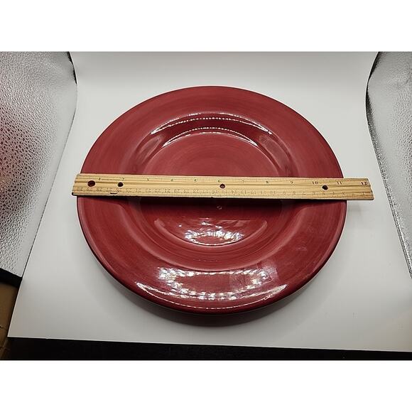 Corsica Home Hand Painted Hand Crafted Large 11 1/4" Red Dinner Serving Plate - Picture 2 of 7